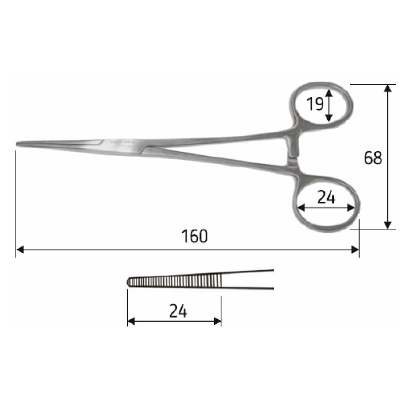 Затискач судинний Келлі-Ранкіна, 16 см, прямий, J-17-045. Surgicon